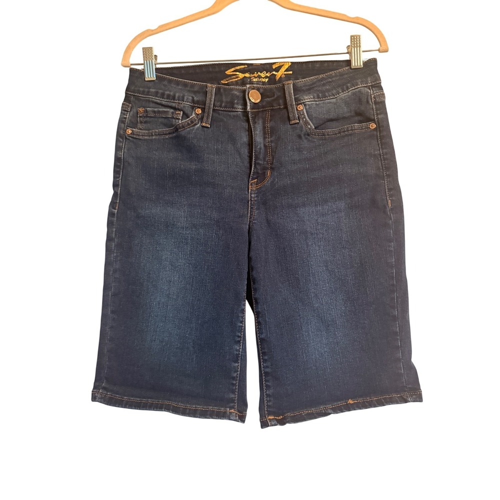 Vacation Modest Seven7‎ Sunset Bermuda Denim Shorts Size 8 Stretch Knee Length